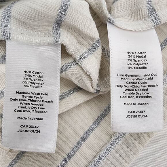 Talbots Womens 2 Pc Cardigan Tank Top Large Knit Ribbed Button Striped Metallic - Picture 8 of 12